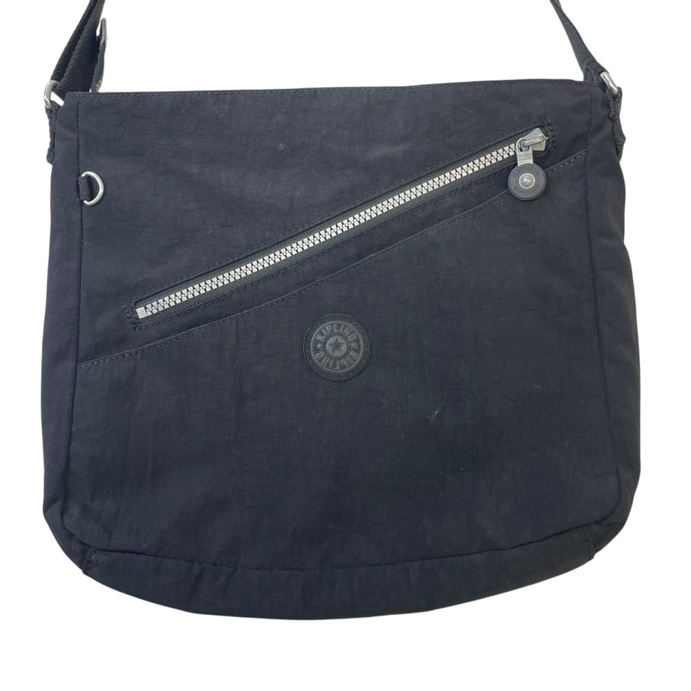Kipling Black Nylon Crossbody Messenger Bag Tablet Zip Top Adjust Strap Purse